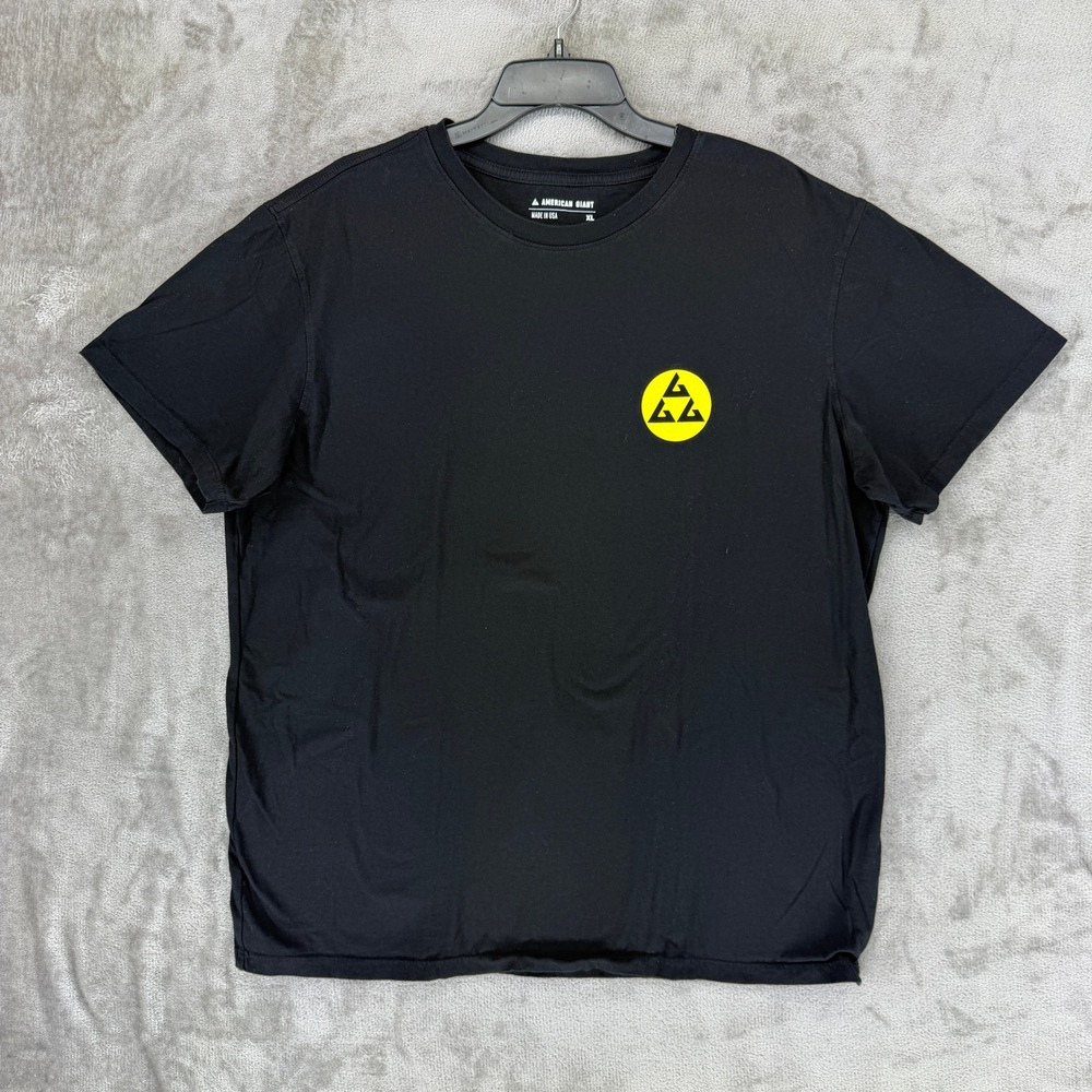 American Giant‎ Mens XL Black Graphic T-Shirt Short Sleeve Cotton Made in USA